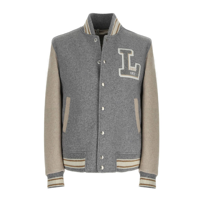 BOMBER COLLEGE IN JERSEY Uomo Grigio/Beige