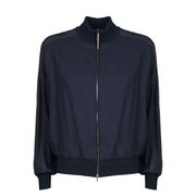 BOMBER FULL ZIP IN CREPE DI VISCOSA Donna Navy BOMBER FULL ZIP IN CREPE DI VISCOSA Donna Navy