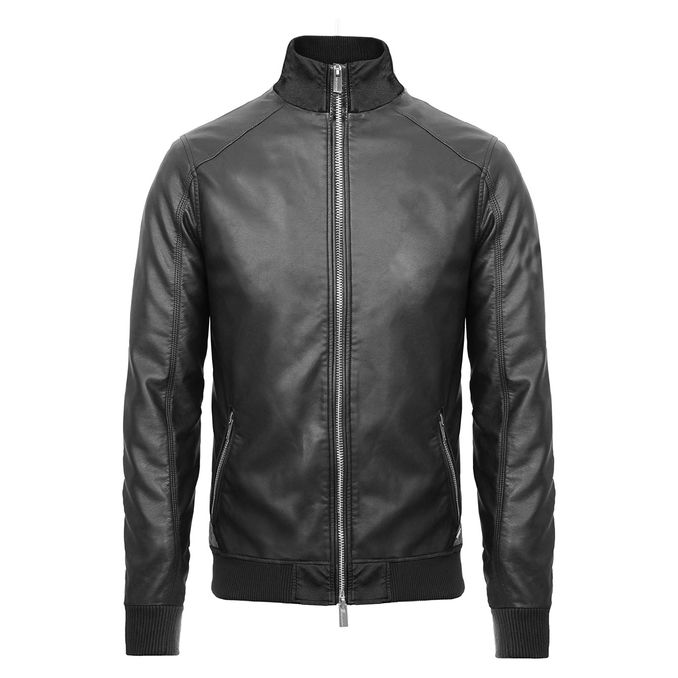 BOMBER IN ECOPELLE Uomo Nero