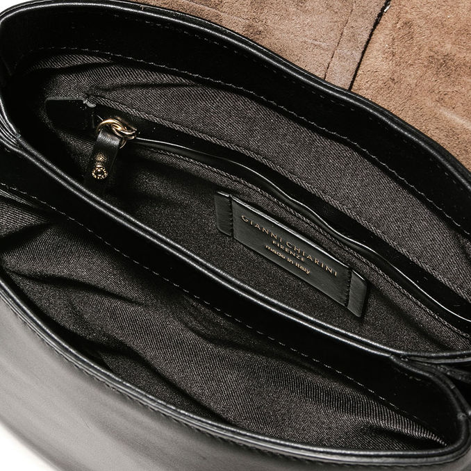 BORSA A SPALLA HELENA ROUND IN PELLE Donna Nero