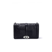 BORSA A TRACOLLA GEO IN PELLE TRAPUNTATA Donna Black Silver BORSA A TRACOLLA GEO IN PELLE TRAPUNTATA Donna Black Silver