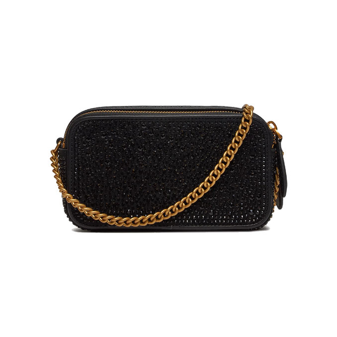 BORSA CAMERA CASE FULL STRASS Donna Nero Antique Gold