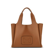 BORSA H-BAG SHOPPING MEDIA H EMBOSSED Donna Cognac Scuro BORSA H-BAG SHOPPING MEDIA H EMBOSSED Donna Cognac Scuro