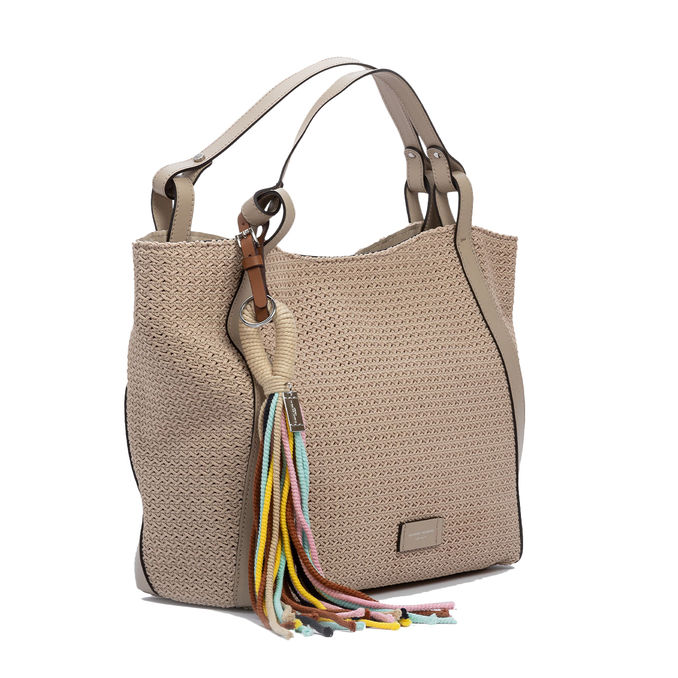 BORSA JADE IN PELLE E TESSUTO Donna Vapore