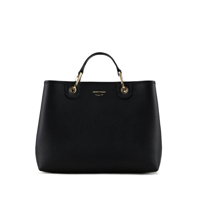 BORSA SHOPPER MEDIA Nero/Oro