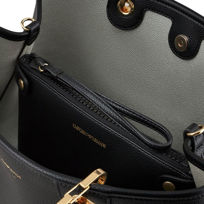 BORSA SHOPPER MEDIA Nero/Oro