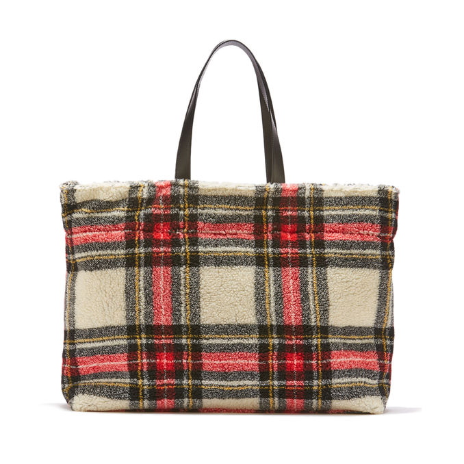 BORSA SHOPPER TARTAN Donna Nero Rosso Bianco