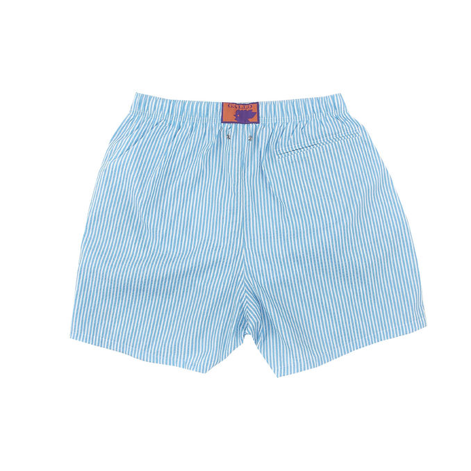 BOXER SEERSUCKER RIGHE CON LOGO RICAMATO Uomo Turchese Bianco