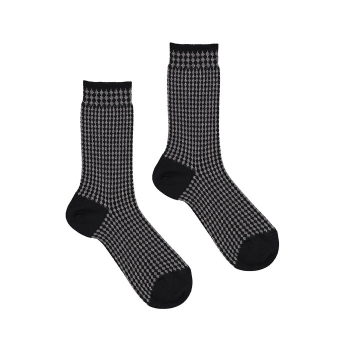 CALZE JACQUARD MICRO ROMBO LUREX Donna Nero