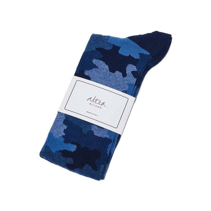 CALZE LUNGHE CAMOUFLAGE IN COTONE Uomo Blue Azzurro