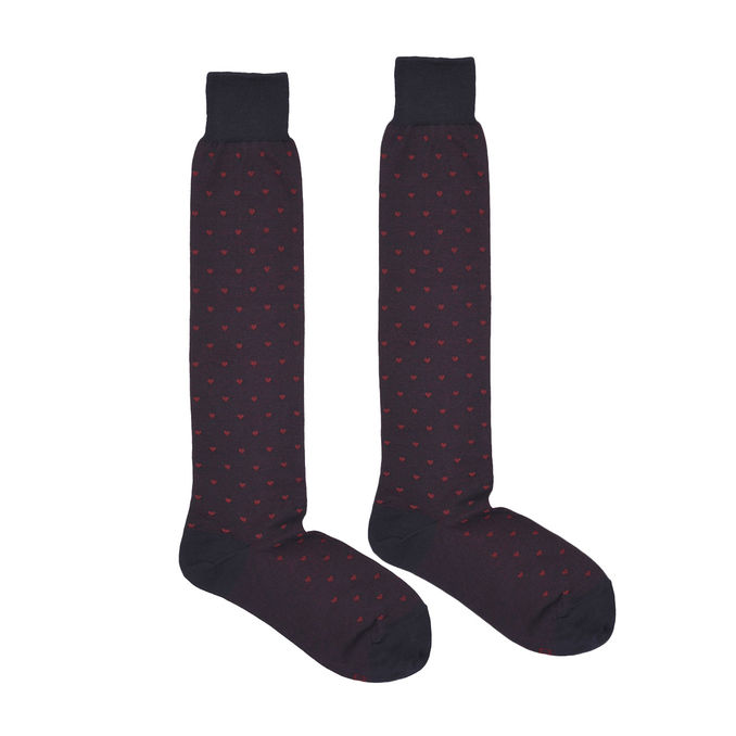 CALZE LUNGHE CON CUORICINI Uomo Blu Rosso