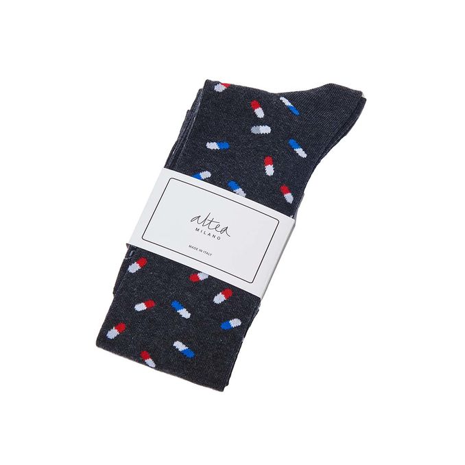 CALZE LUNGHE CON PILLOLE IN COTONE Uomo Grigio