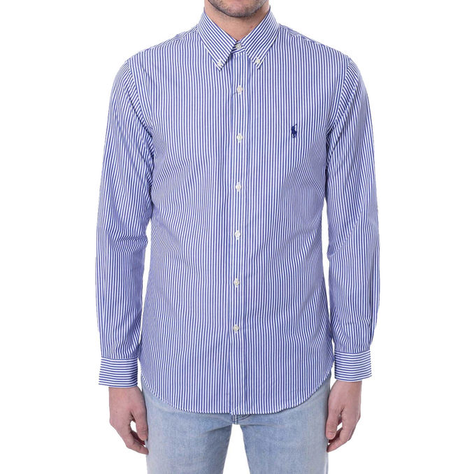CAMICIA A RIGHE BUTTON DOWN Uomo Royal Bianco