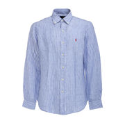 CAMICIA A RIGHE IN LINO Uomo Azzurro Bianco CAMICIA A RIGHE IN LINO Uomo Azzurro Bianco