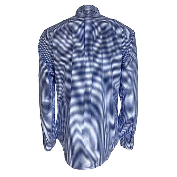 CAMICIA BUTTON DOWN A QUADRETTI Uomo Check Bianco Azzurro