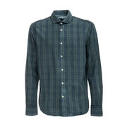 CAMICIA CHARLIE IN COTONE MADRAS Uomo Verde Blu CAMICIA CHARLIE IN COTONE MADRAS Uomo Verde Blu