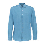 CAMICIA COLLO FRANCESE IN COTONE LAVATO Uomo Denim Chiaro CAMICIA COLLO FRANCESE IN COTONE LAVATO Uomo Denim Chiaro