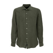 CAMICIA COLLO FRANCESE IN LINO Uomo Verde Militare CAMICIA COLLO FRANCESE IN LINO Uomo Verde Militare