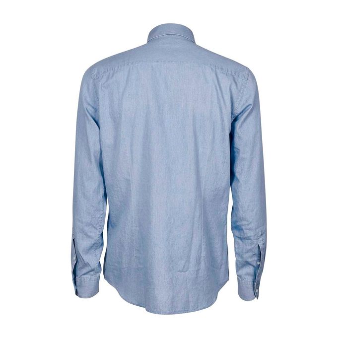 CAMICIA CON COLLO ALLA FRANCESE IN CHAMBRAY LAVATO Uomo Denim chiaro