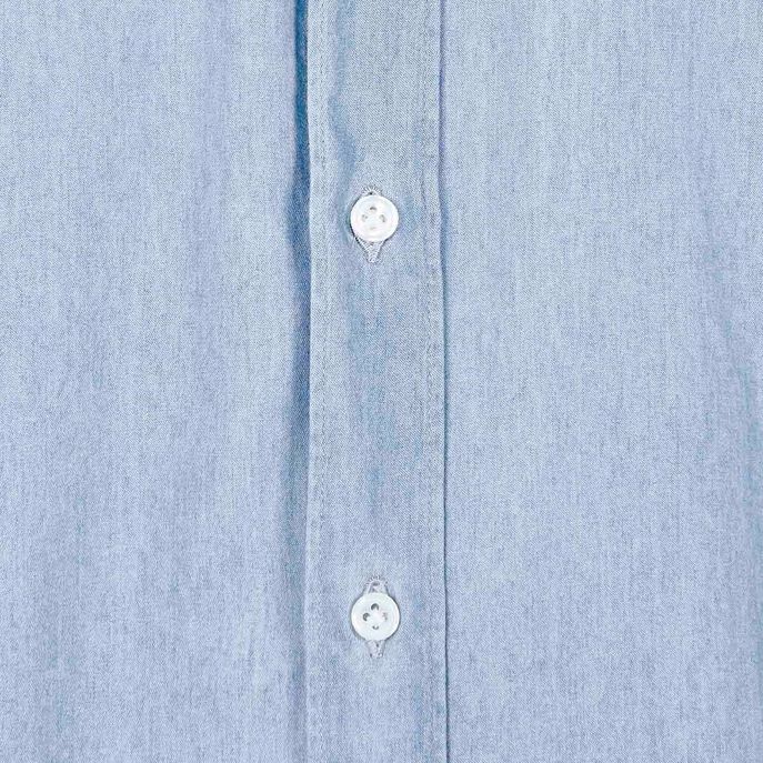 CAMICIA CON COLLO ALLA FRANCESE IN CHAMBRAY LAVATO Uomo Denim chiaro