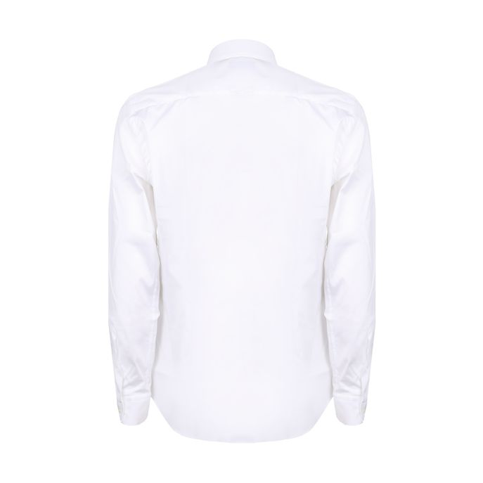 CAMICIA CON COLLO FRANCESE IN POPELINE STRETCH Uomo Bianco