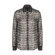 CAMICIA DEVORE' CON STAMPA A POIS Donna Nero Bianco CAMICIA DEVORE' CON STAMPA A POIS Donna Nero Bianco