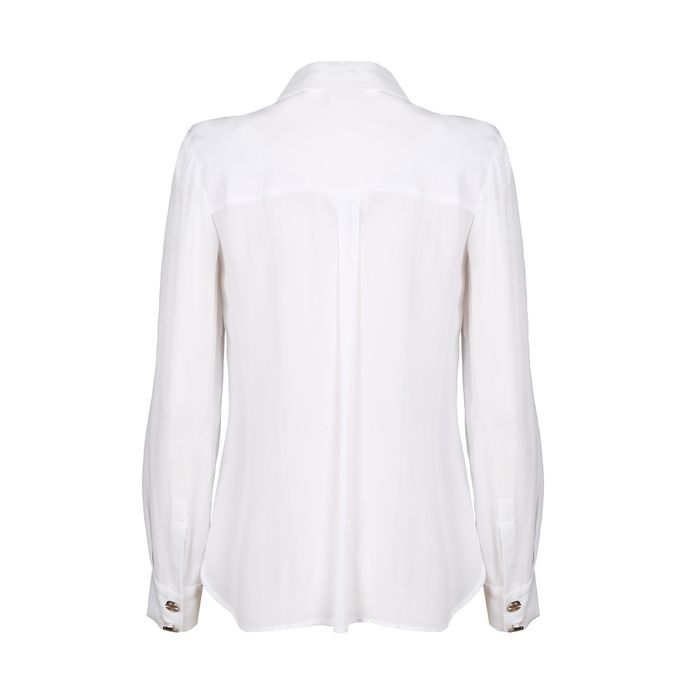 CAMICIA IN CREPE DE CHINE CON BOTTONI SILVER Donna Bianco