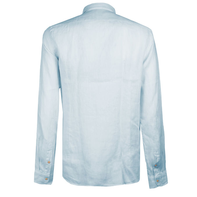 CAMICIA IN LINO COLLO FRANCESE Uomo Azzurro