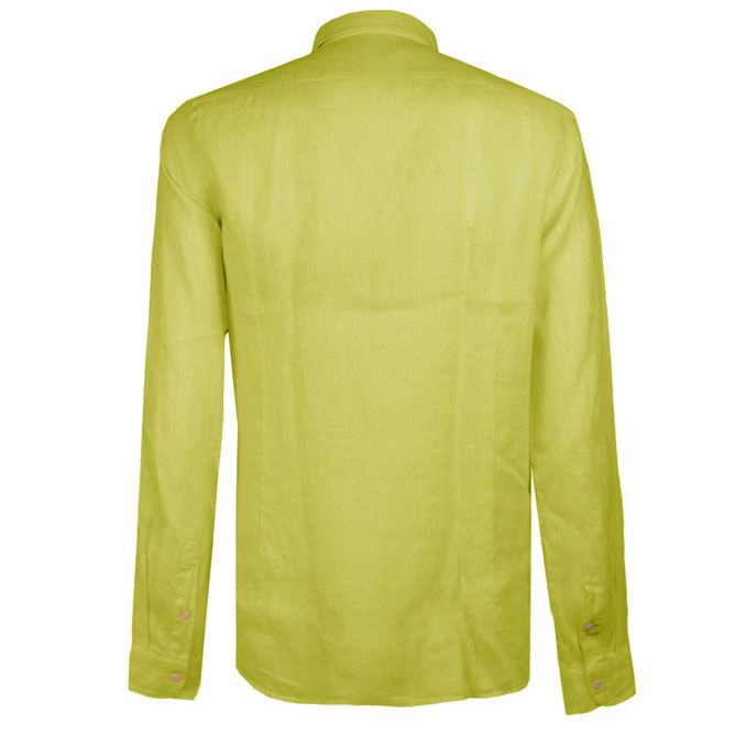 CAMICIA IN LINO COLLO FRANCESE Uomo Giallo Lime