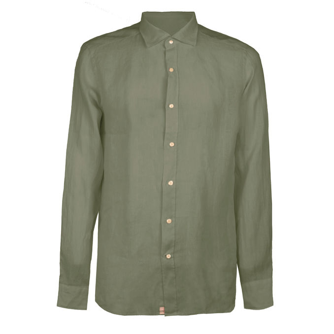 CAMICIA IN LINO COLLO FRANCESE Uomo Militare
