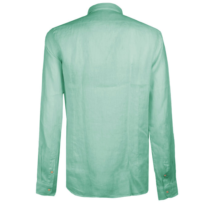 CAMICIA IN LINO COLLO FRANCESE Uomo Verde Acqua
