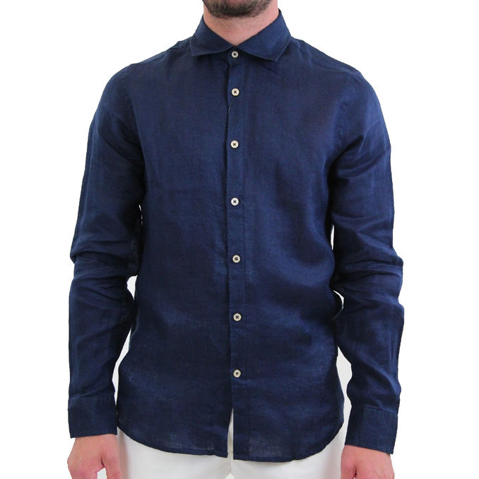 CAMICIA IN LINO Uomo Blue
