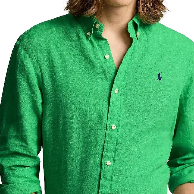 CAMICIA IN LINO Uomo Classic Kelly