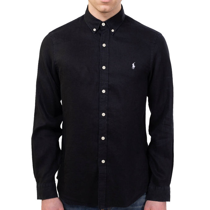 CAMICIA IN LINO Uomo Polo Black