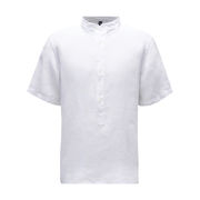 CAMICIA LINO GRANDAD NECK Uomo Bianco CAMICIA LINO GRANDAD NECK Uomo Bianco