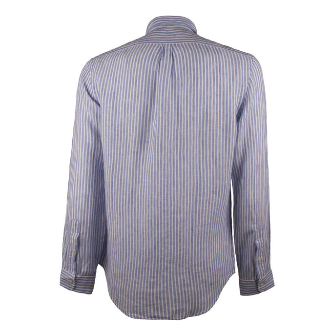CAMICIA LINO RIGATA Uomo Blu Bianco