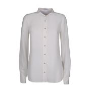 CAMICIA MANICA LUNGA IN SETA CON BOTTONI GIOIELLO Donna Bianco CAMICIA MANICA LUNGA IN SETA CON BOTTONI GIOIELLO Donna Bianco