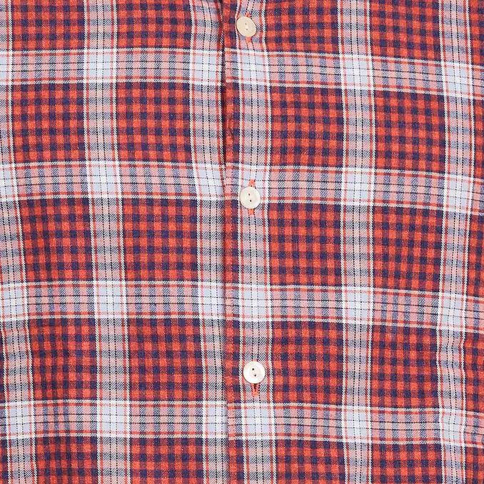 CAMICIA MANICHE LUNGHE SCOZZESE IN FLANELLA Uomo Corallo Blu