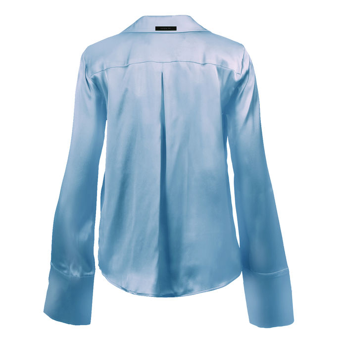 CAMICIA MISTO SETA COLLO REVER Donna Azzurro