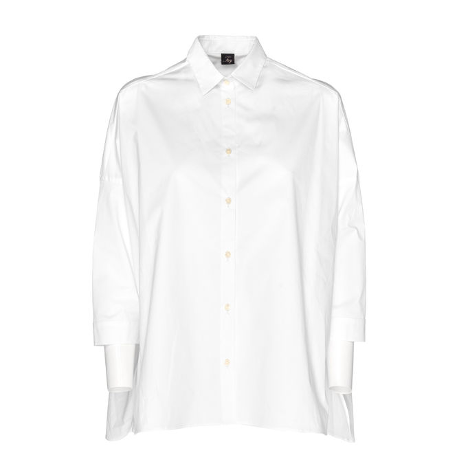 CAMICIA OVER IN COTONE MANICA 3/4 Donna Bianco