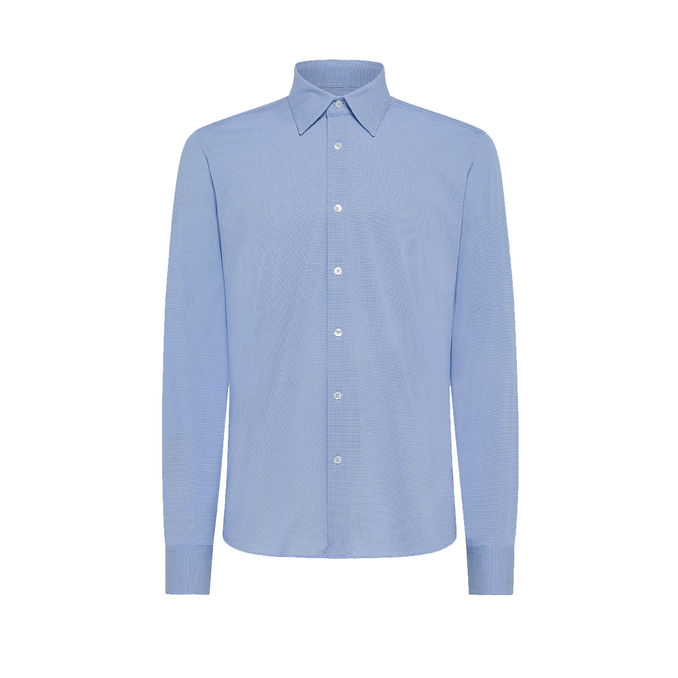 CAMICIA OXFORD JACQUARD Uomo Celeste