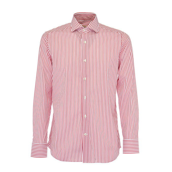 CAMICIA RIGA LARGA SLIM Uomo Bianco Rosso
