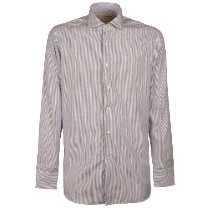 CAMICIA RIGATA COLLO FRANCESE Uomo Bianco Blu