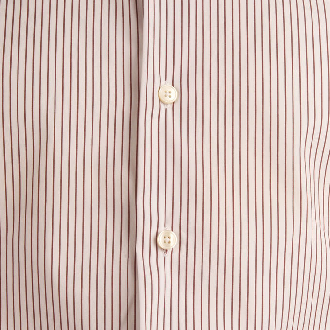 CAMICIA RIGATA COLLO FRANCESE Uomo Bianco Marrone