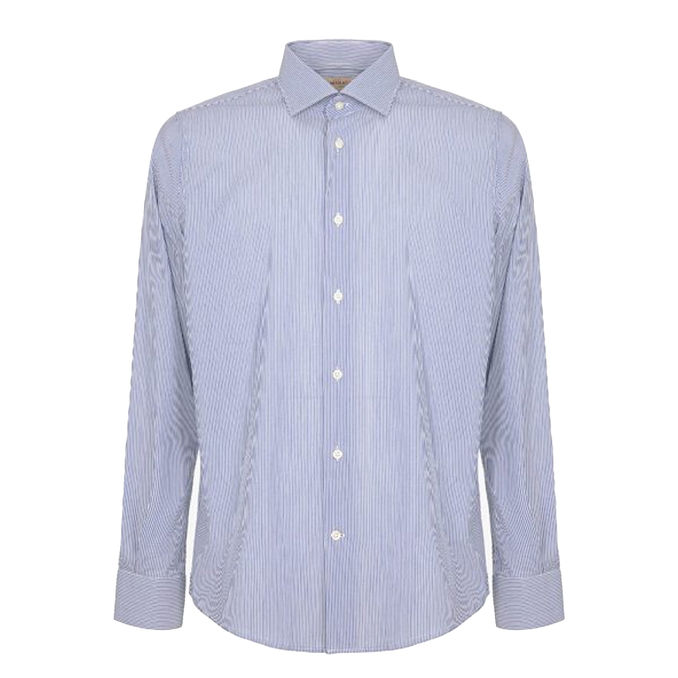 CAMICIA RIGATA CON COLLO ITALIANO Uomo Blu