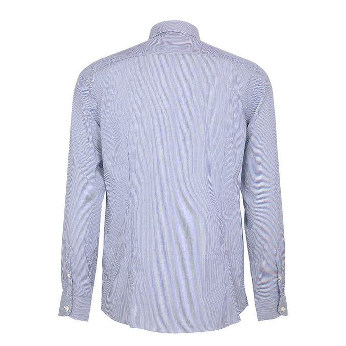 CAMICIA RIGATA CON COLLO ITALIANO Uomo Blu