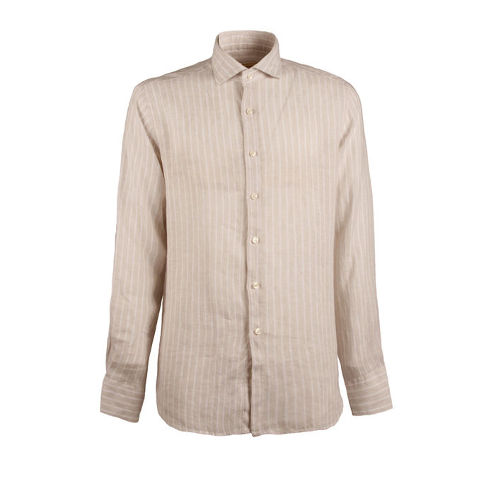 CAMICIA RIGATA Uomo Beige Bianco