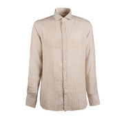 CAMICIA RIGATA Uomo Beige Bianco CAMICIA RIGATA Uomo Beige Bianco