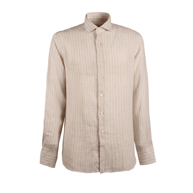CAMICIA RIGATA Uomo Beige Bianco