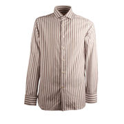 CAMICIA RIGATA Uomo Bianco Marrone CAMICIA RIGATA Uomo Bianco Marrone